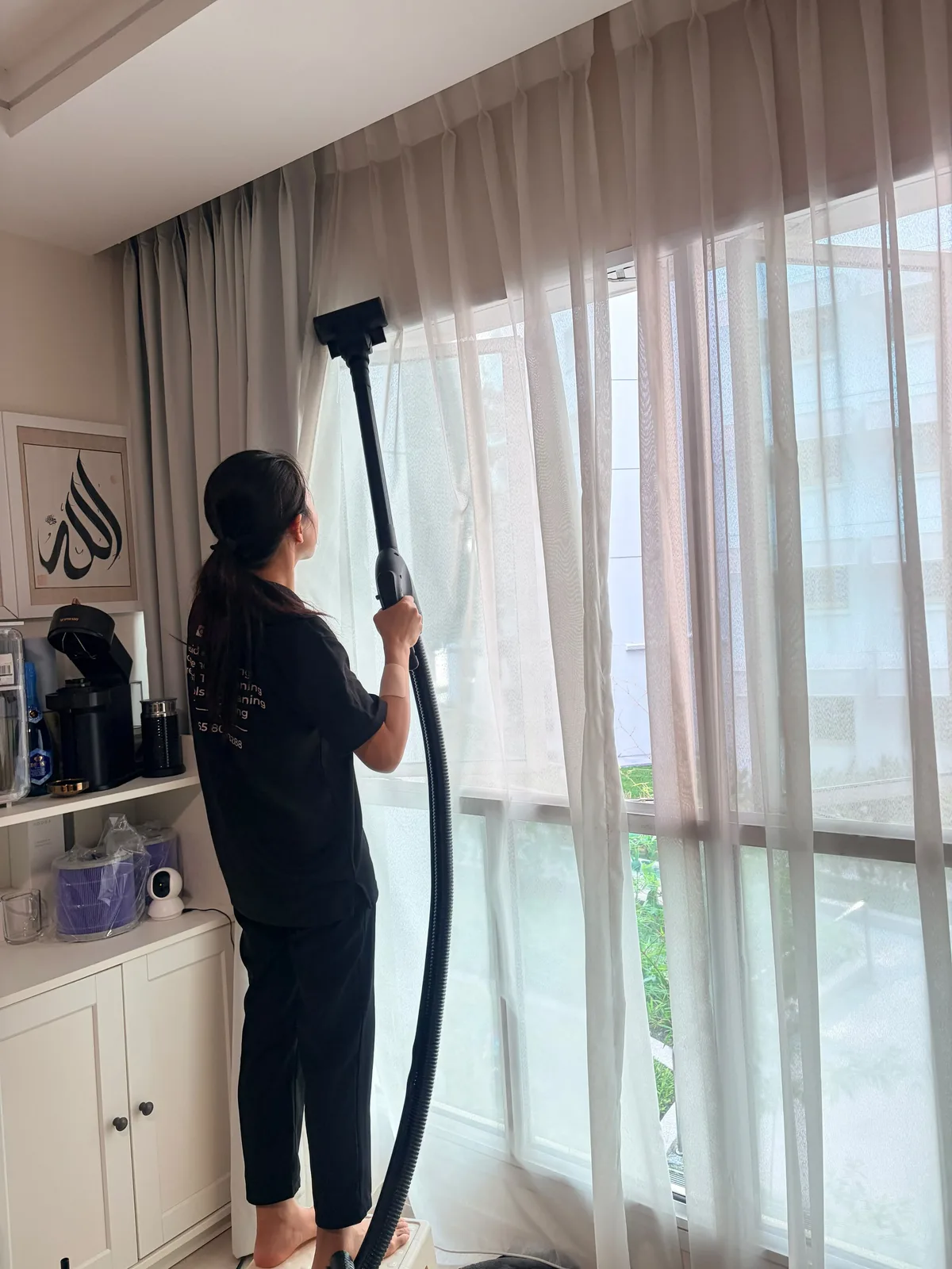 Curtain deep cleaning — full-height extraction treatment