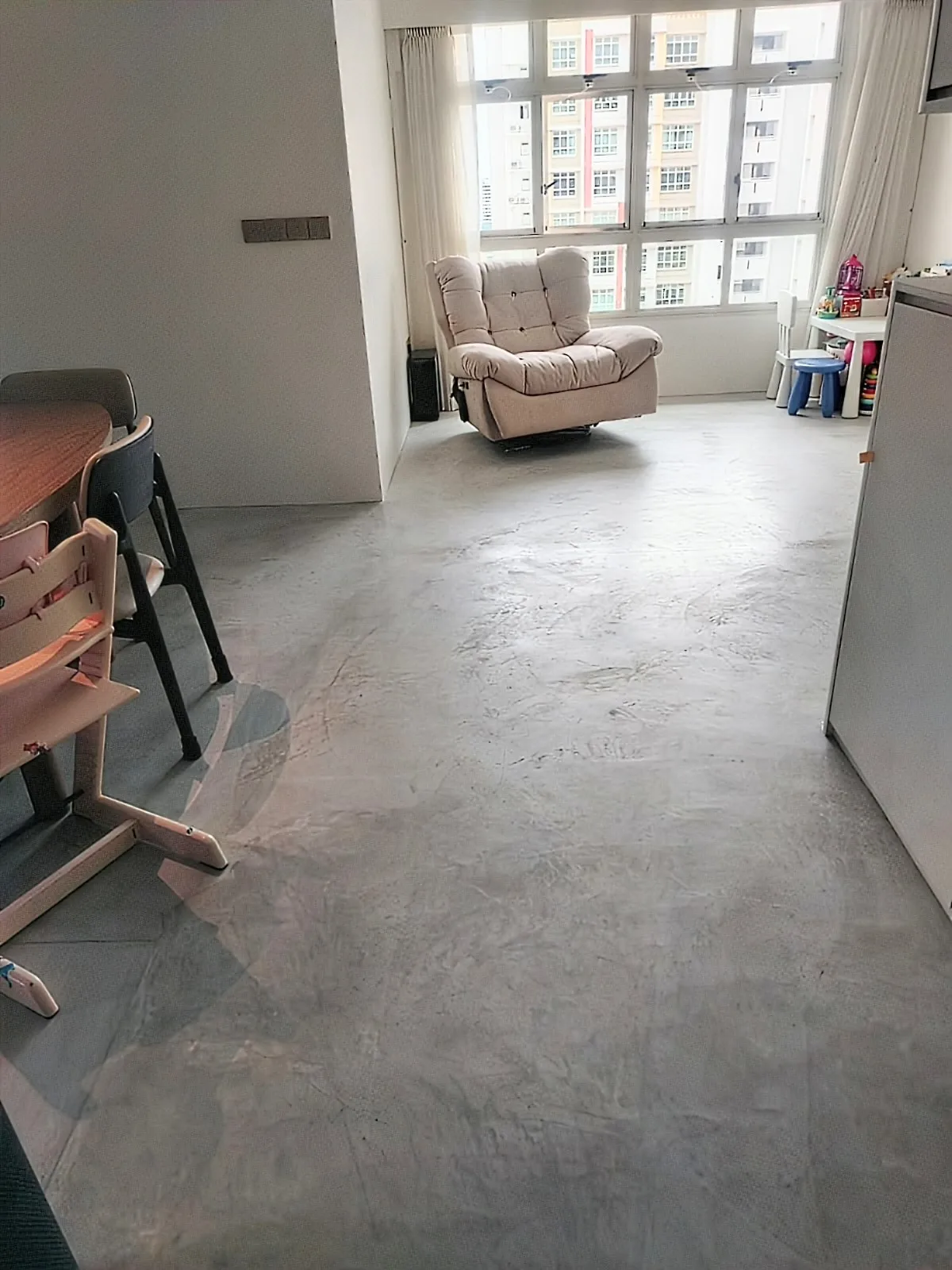 Live-out helper cleaning result โ living and dining floor fresh and tidy