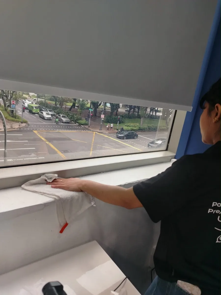 Window sill and frame wiping โ thorough cleaning of every surface