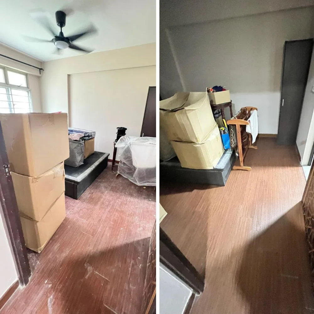 Post-renovation cleaning before and after