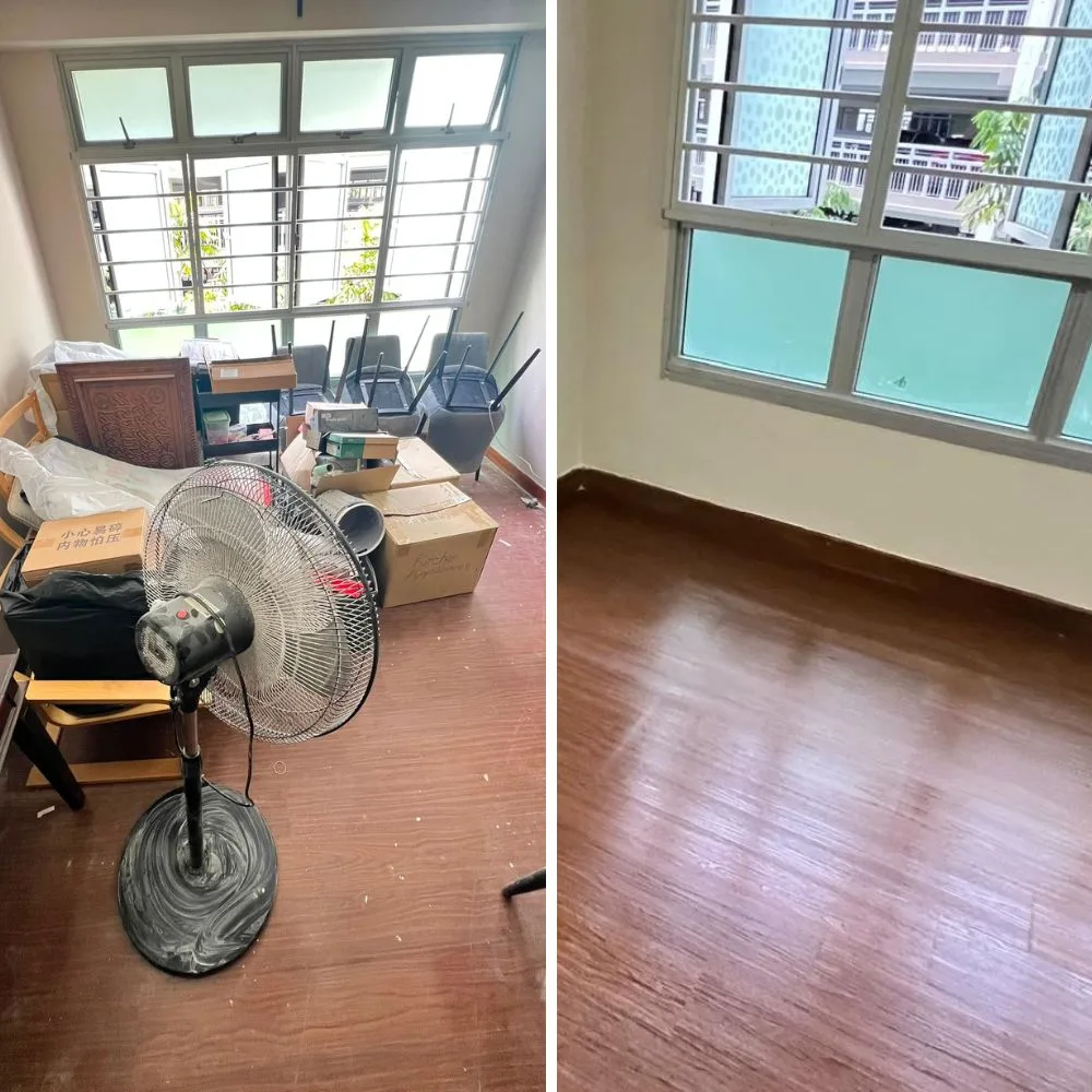 Post-renovation cleaning before and after