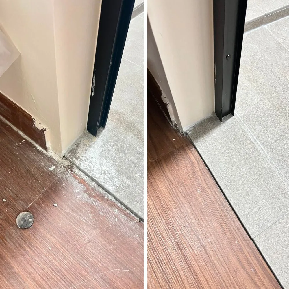 Post-renovation cleaning before and after