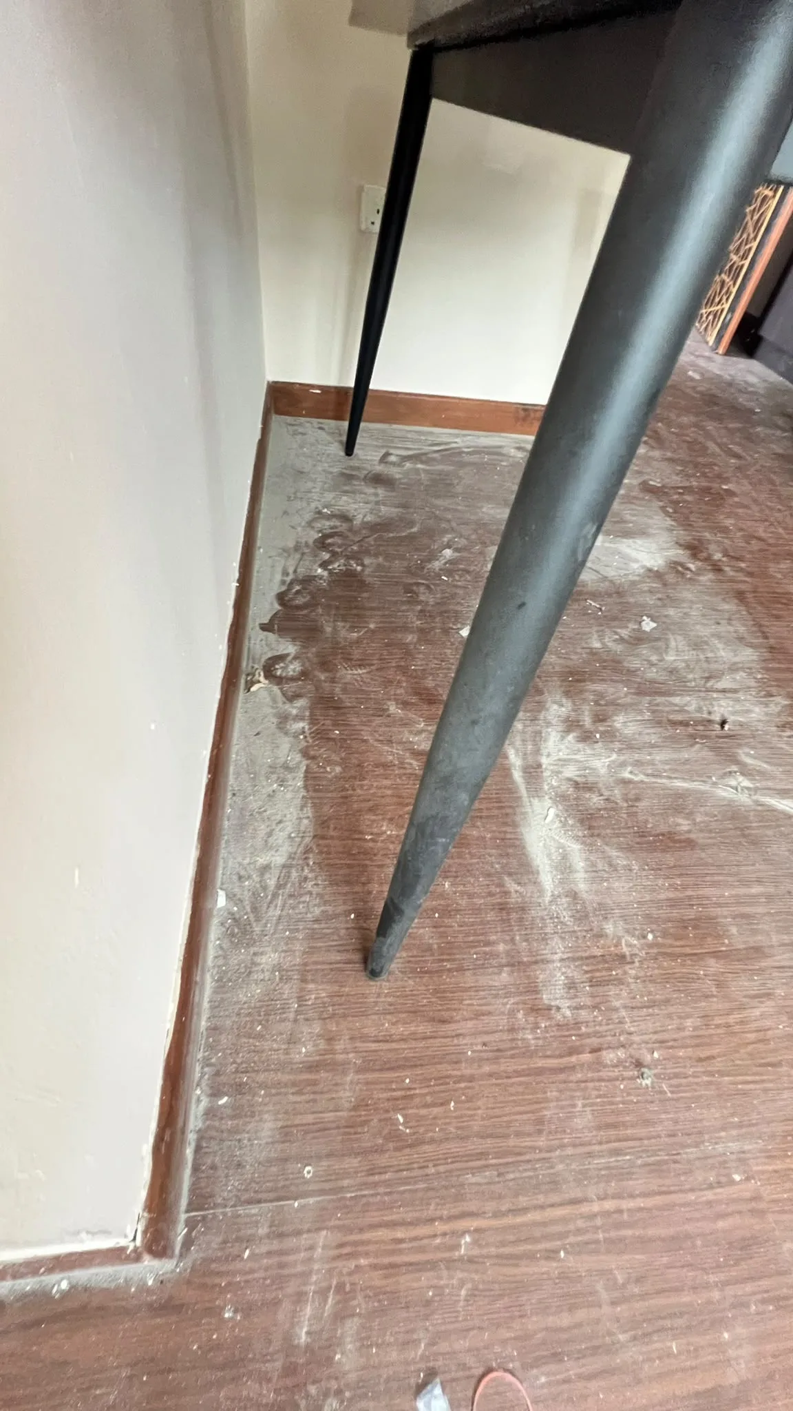 Flooring before cleaning โ dust film on finished tiles